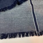 デニム好きのための岡山産セルビッジデニム裾フリンジVネックロング丈デニムワンピース