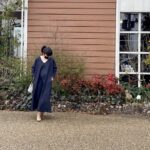 デニム好きのための岡山産セルビッジデニム裾フリンジVネックロング丈デニムワンピース