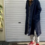 岡山デニム・セルビッジヘンプコットンロング丈ジャケット（ユニセックス）