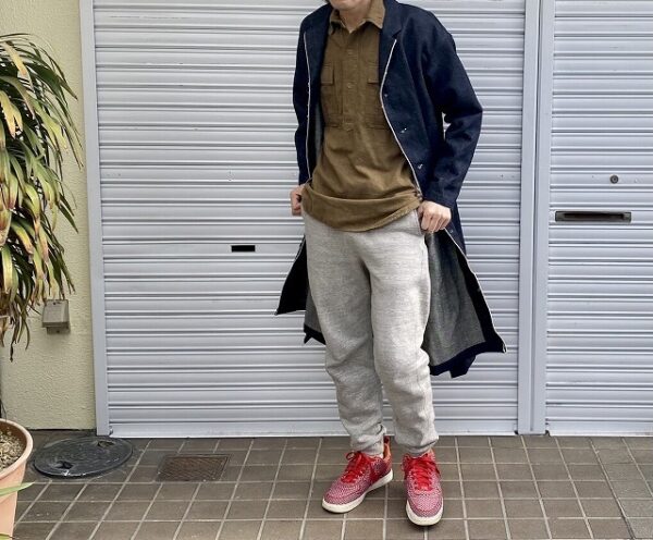 岡山デニム・セルビッジヘンプコットンロング丈ジャケット（ユニセックス）