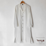 岡山セルビッジホワイトデニム12ozユニセックスロング丈ジャケット