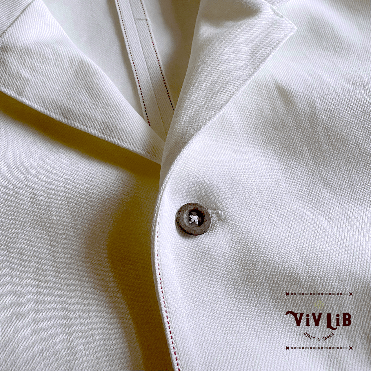 岡山セルビッジホワイトデニム12ozユニセックスロング丈ジャケット