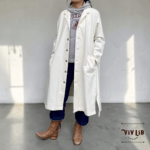 岡山セルビッジホワイトデニム12ozユニセックスロング丈ジャケット