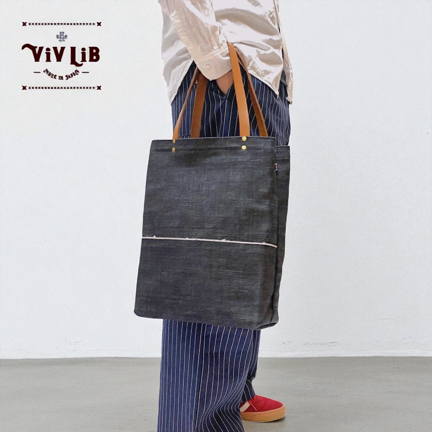 A4トート・ヘビーオンスセルビッチ岡山デニム×イタリア牛本革
