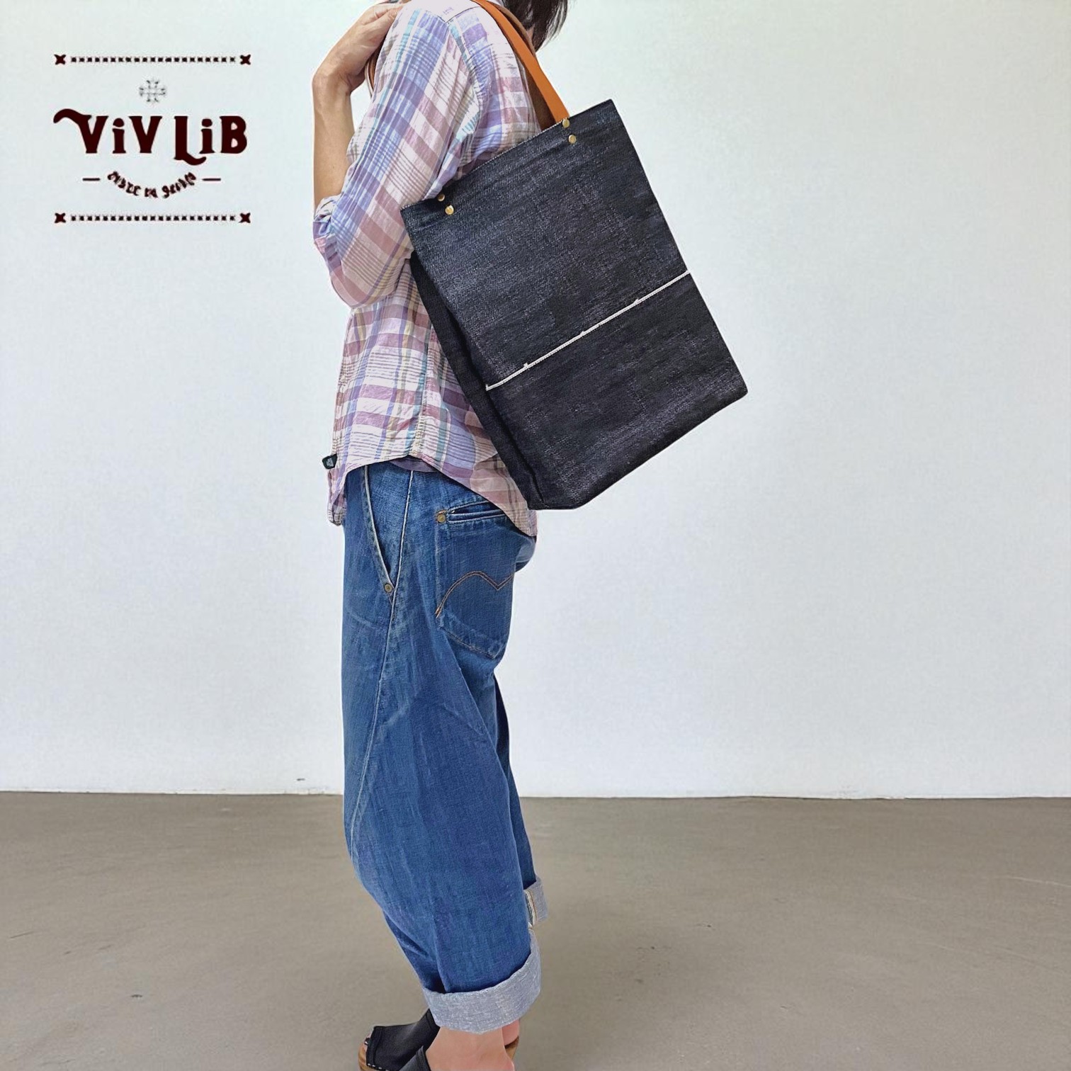 A4トート・ヘビーオンスセルビッチ岡山デニム×イタリア牛本革