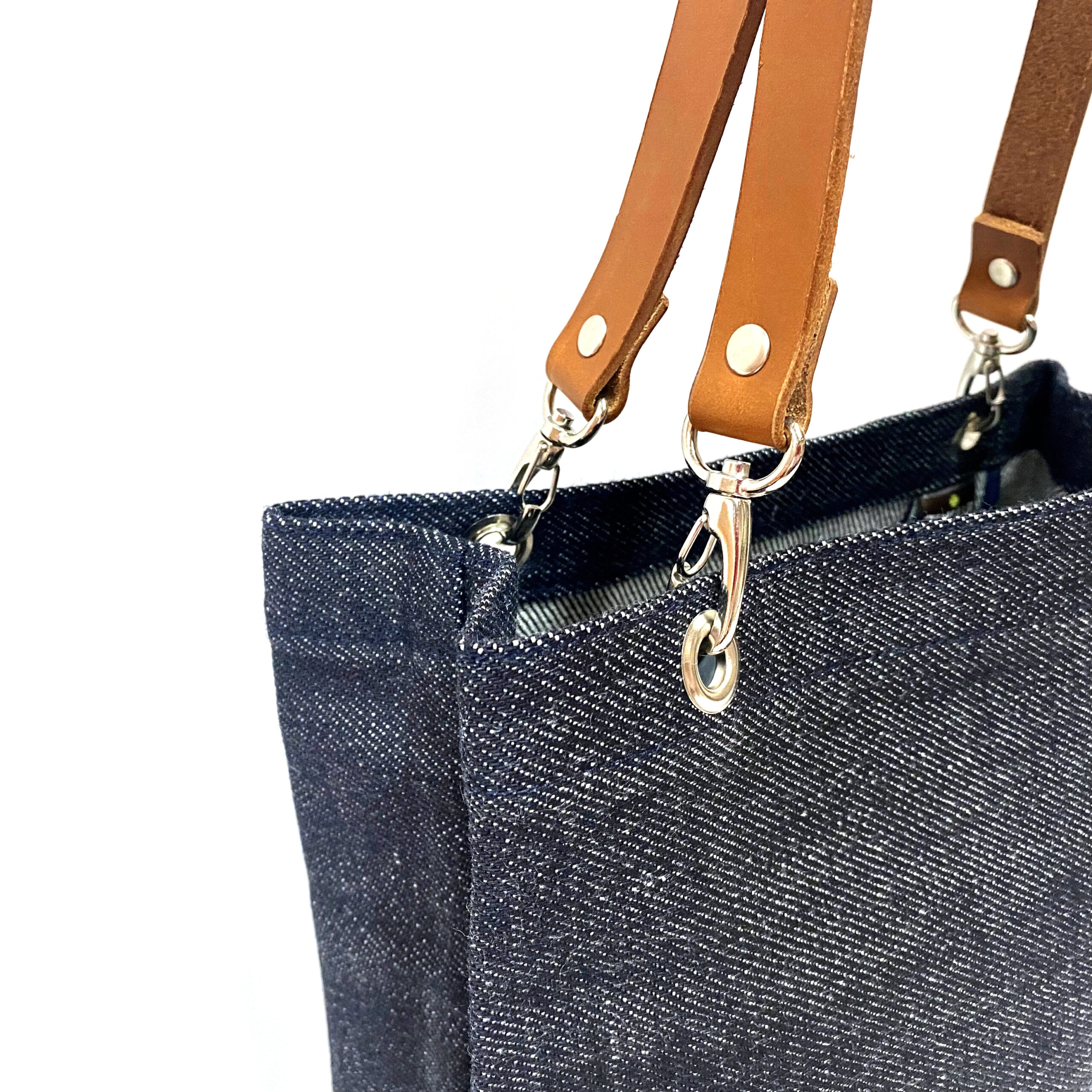 A4トート・ヘビーオンスセルビッチ岡山デニム×イタリア牛本革