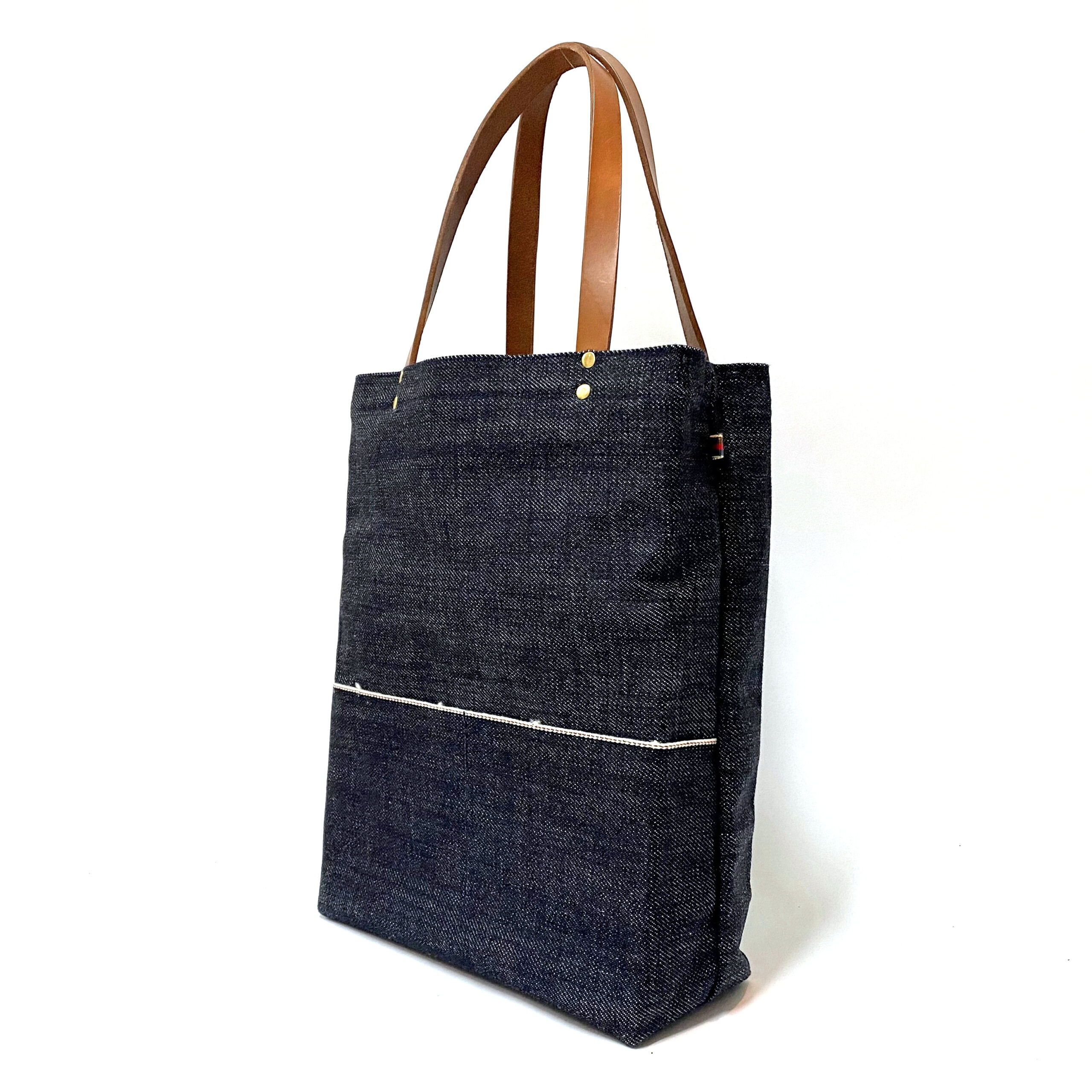 A4トート・ヘビーオンスセルビッチ岡山デニム×イタリア牛本革