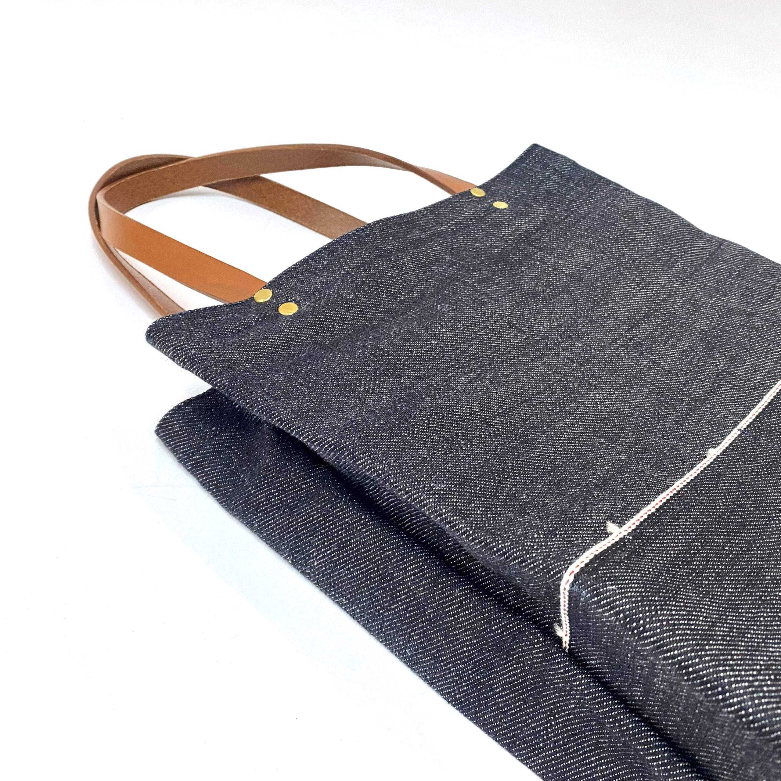 A4トート・ヘビーオンスセルビッチ岡山デニム×イタリア牛本革