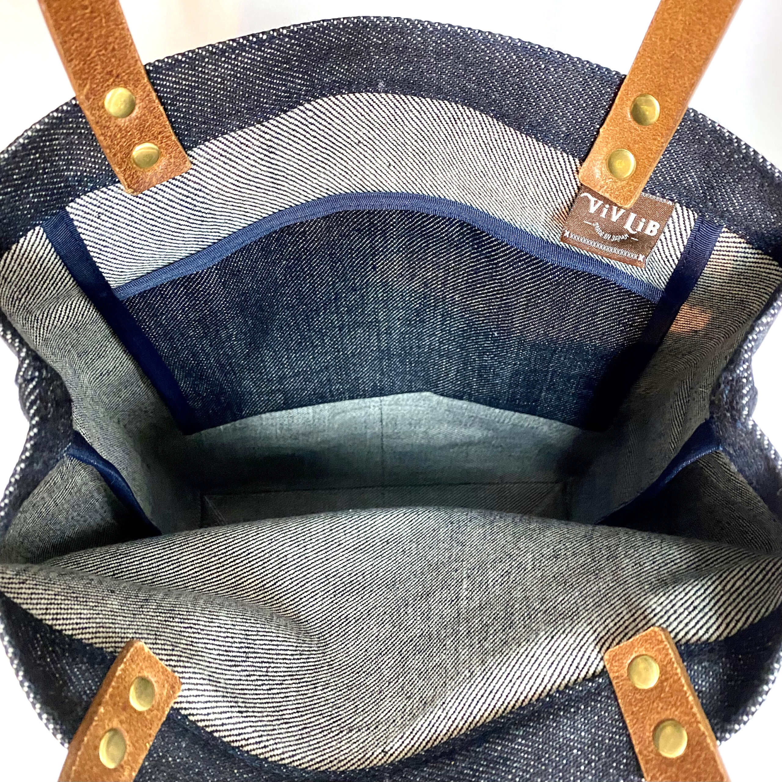 A4トート・ヘビーオンスセルビッチ岡山デニム×イタリア牛本革