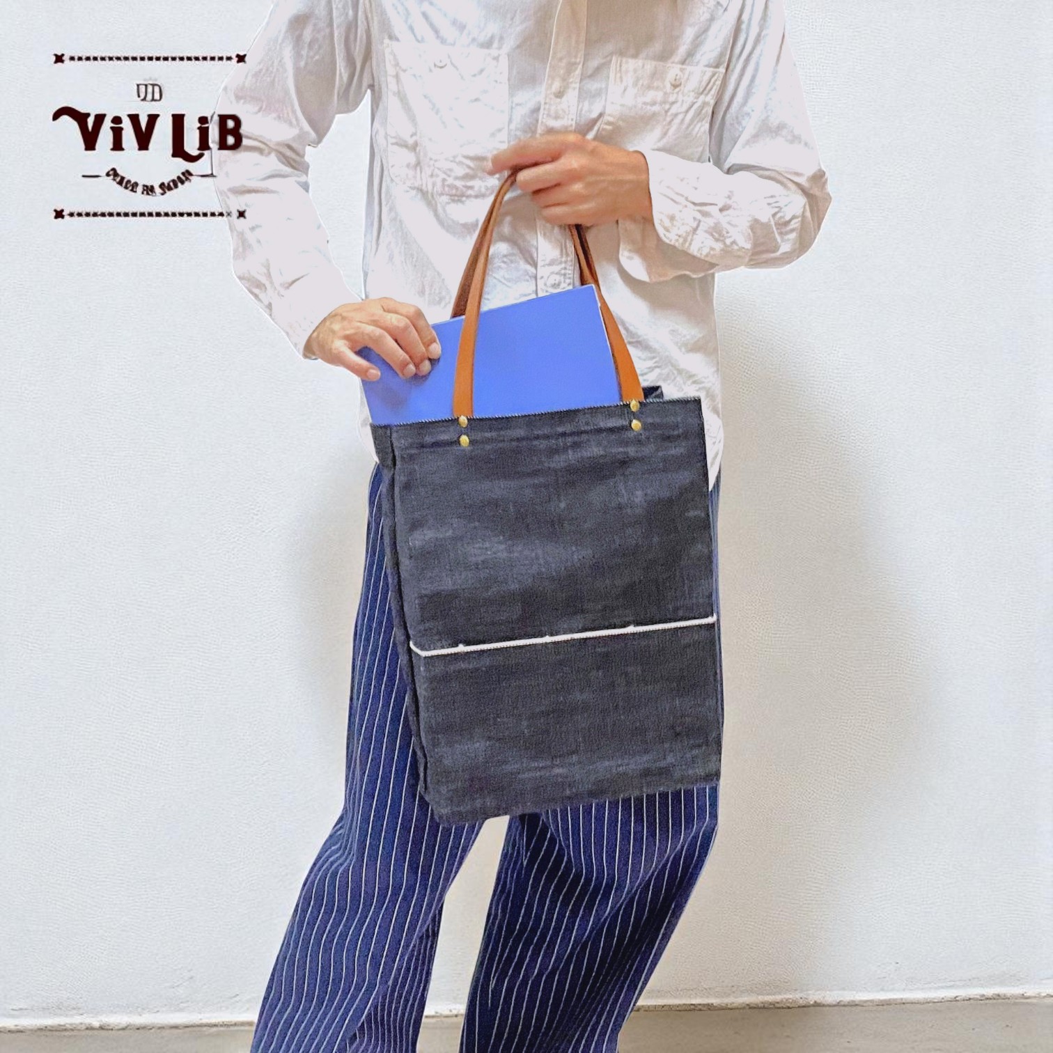 A4トート・ヘビーオンスセルビッチ岡山デニム×イタリア牛本革