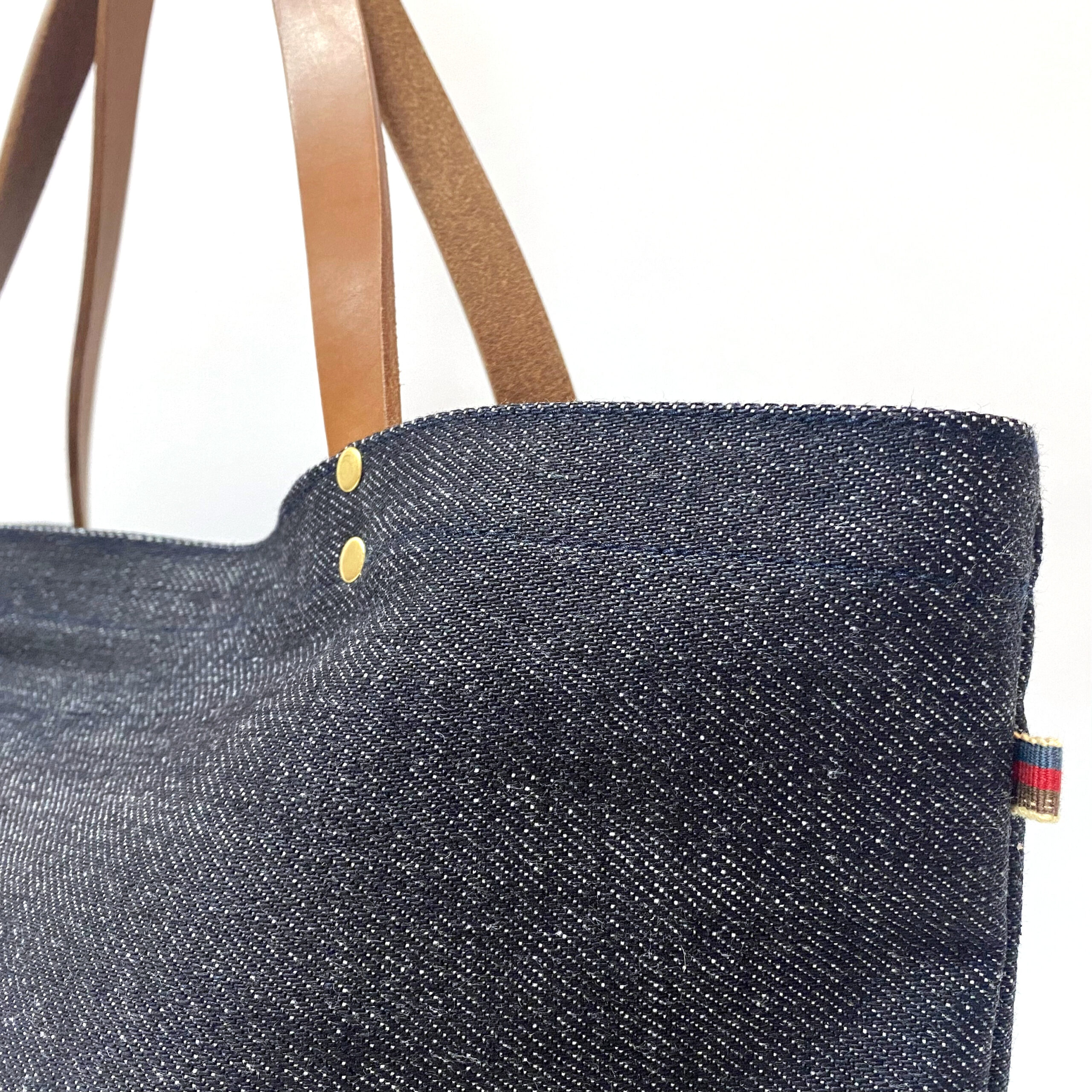 特大デニムトート・セルビッチ岡山デニム×イタリア本革/丈夫で上品、男女兼用、大容量・一泊旅行にも