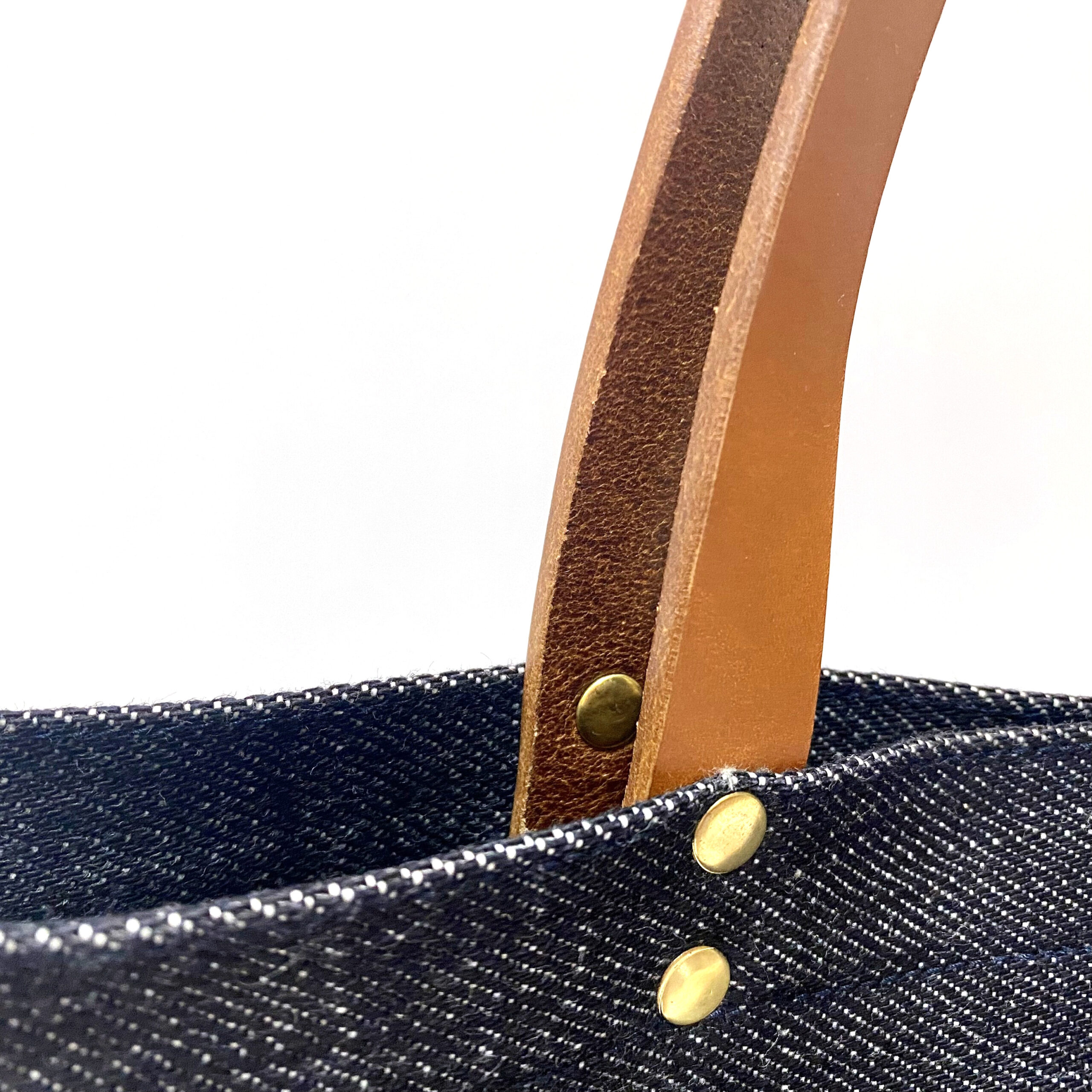 特大デニムトート・セルビッチ岡山デニム×イタリア本革/丈夫で上品、男女兼用、大容量・一泊旅行にも