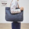 特大デニムトート・セルビッチ岡山デニム×イタリア本革/丈夫で上品、男女兼用、大容量・一泊旅行にも