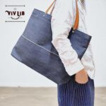 特大デニムトート・セルビッチ岡山デニム×イタリア本革/丈夫で上品、男女兼用、大容量・一泊旅行にも