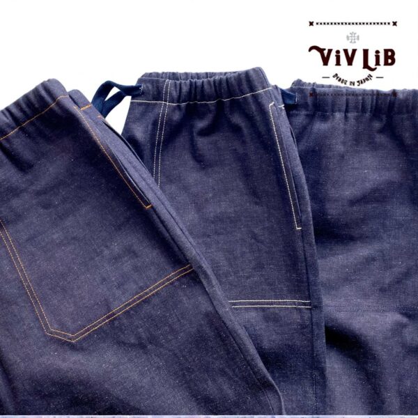 岡山セルビッジデニム ワイドイージーパンツ（ネイビーステッチ）