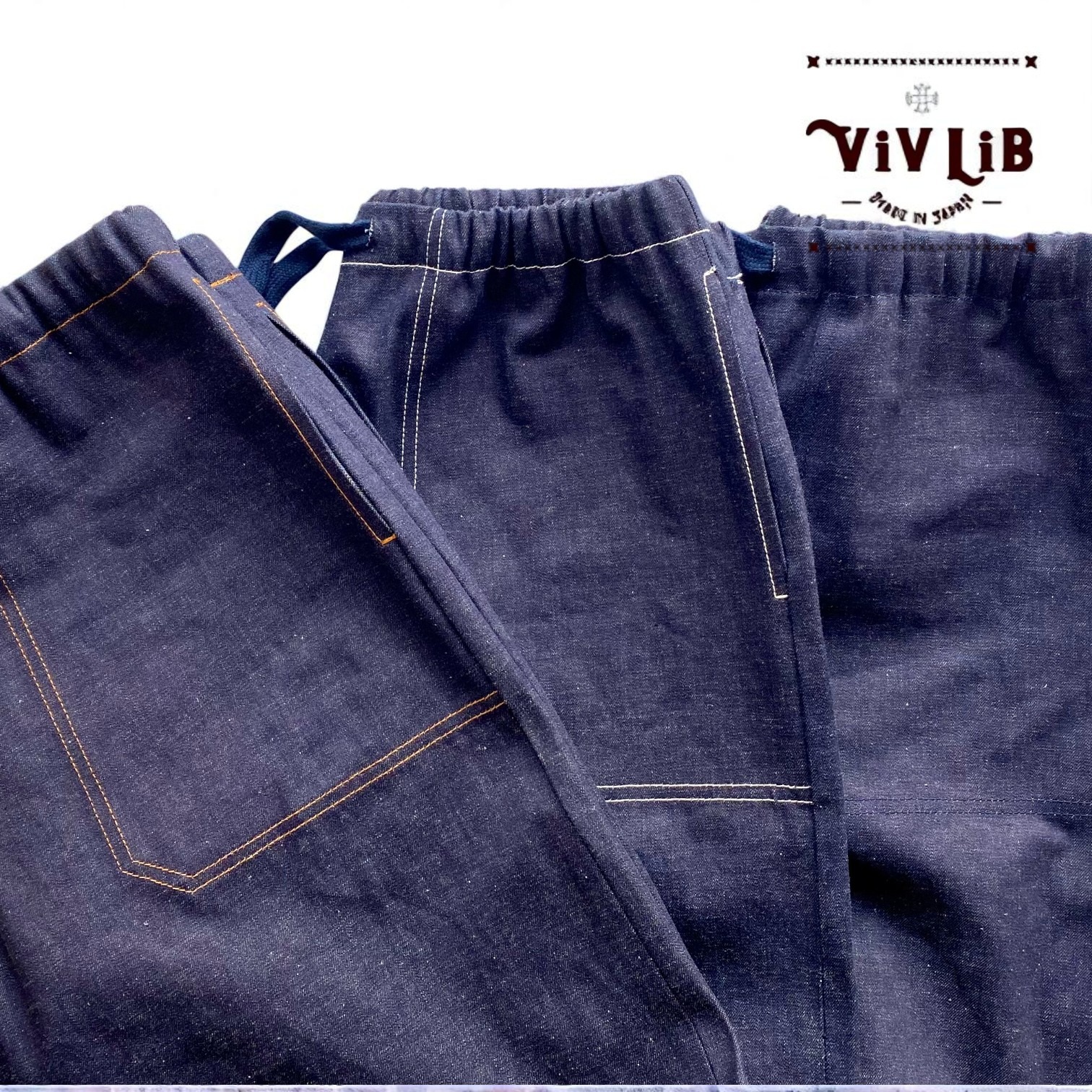 岡山セルビッジデニム ワイドイージーパンツ(ネイビーステッチ)