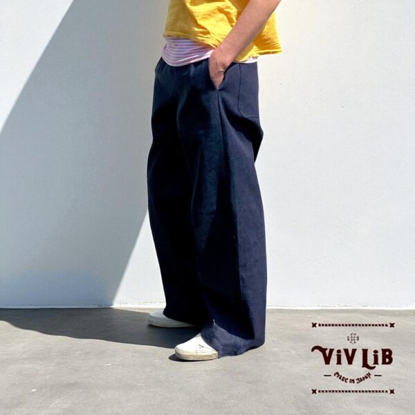 岡山セルビッジデニム ワイドイージーパンツ（ネイビーステッチ）