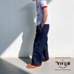 岡山セルビッジデニム ワイドイージーパンツ(ネイビーステッチ)