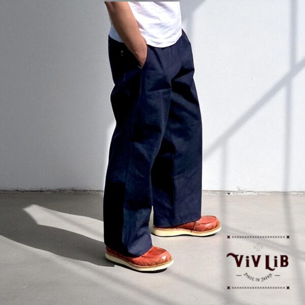 岡山セルビッジデニム ワイドイージーパンツ（ネイビーステッチ）
