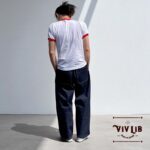 岡山セルビッジデニム ワイドイージーパンツ(オレンジステッチ)