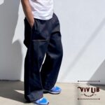 岡山セルビッジデニム ワイドイージーパンツ(オレンジステッチ)