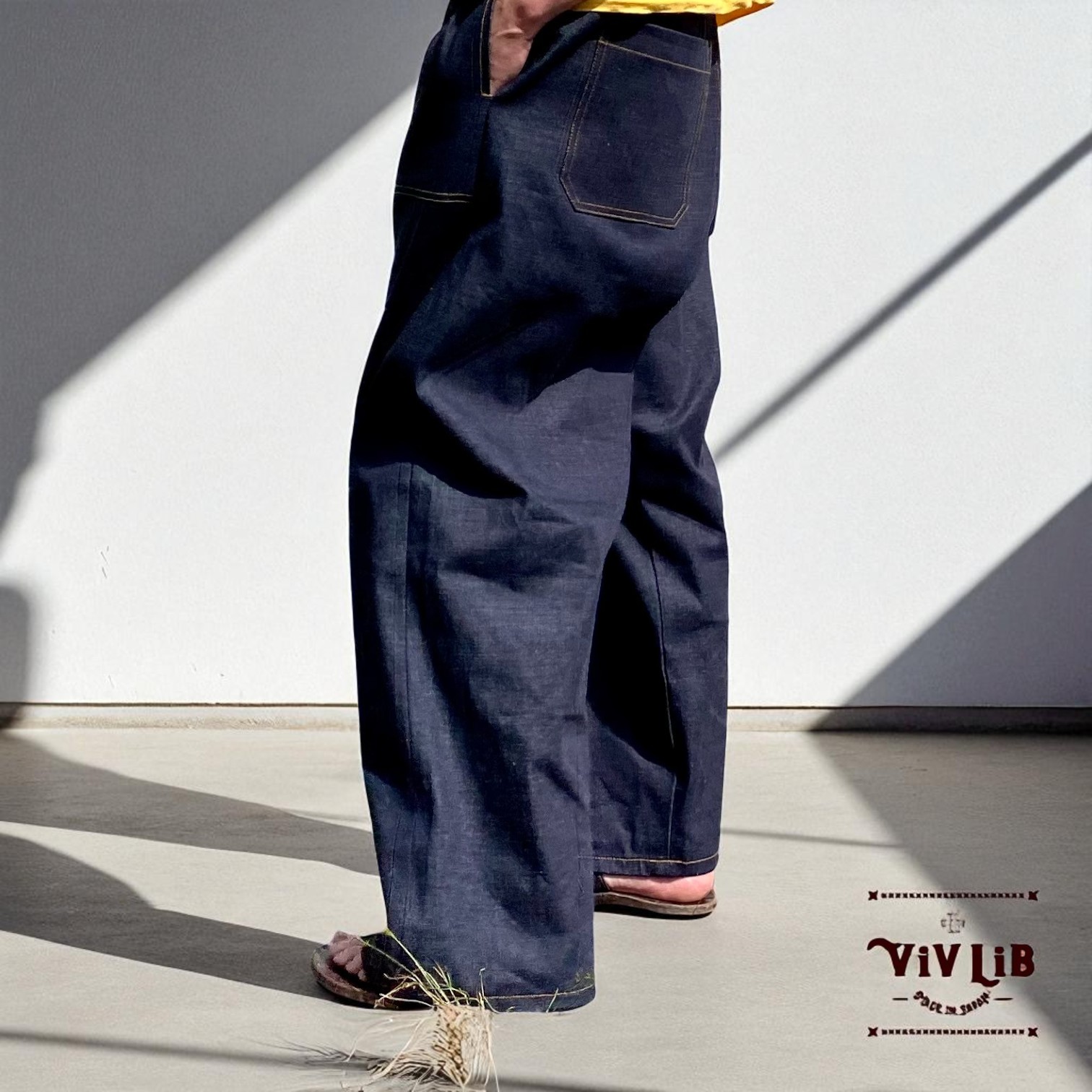 岡山セルビッジデニム ワイドイージーパンツ(オレンジステッチ)