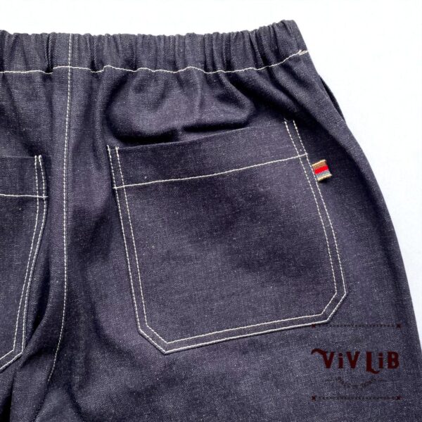 岡山セルビッジデニム ワイドイージーパンツ（白ステッチ）