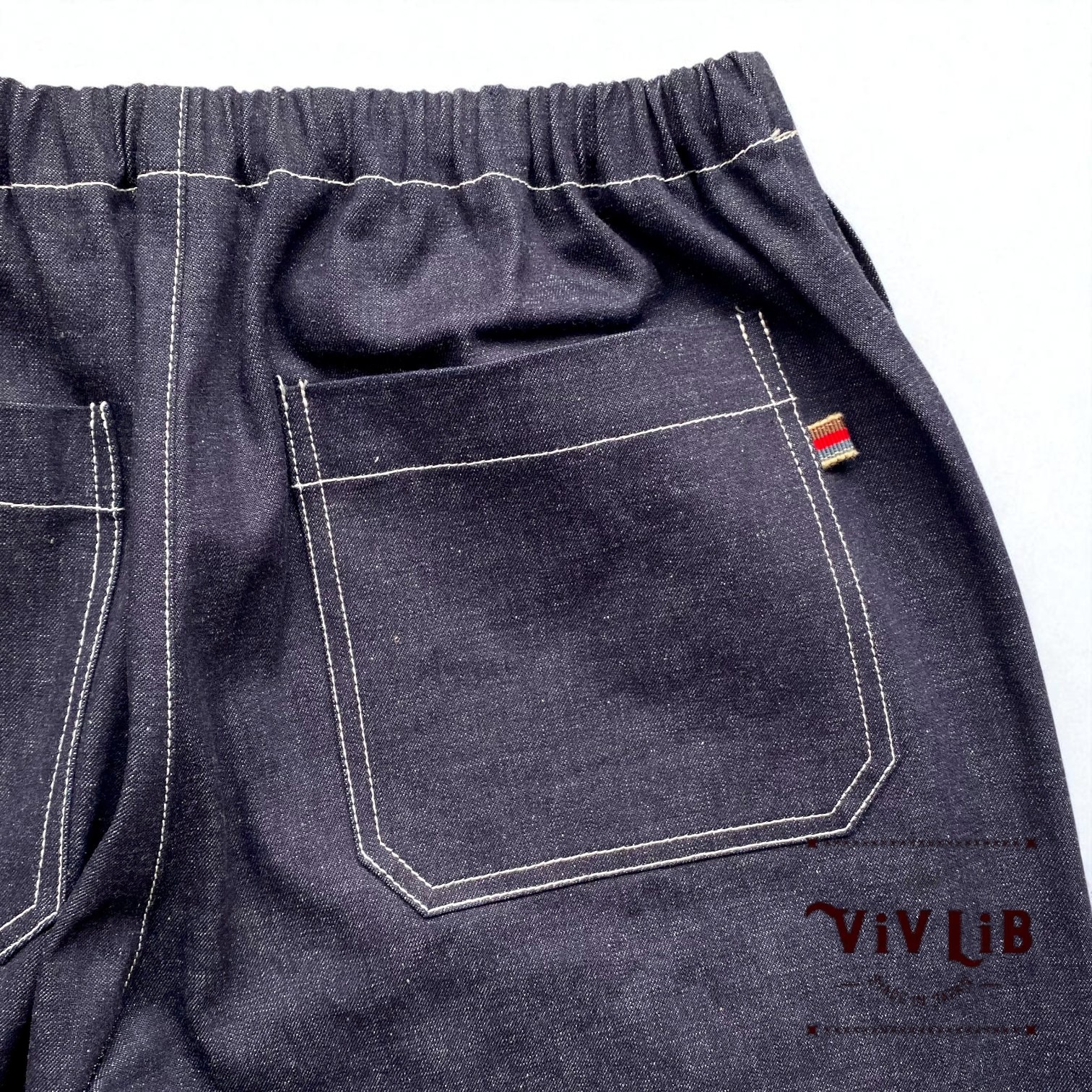 岡山セルビッジデニム ワイドイージーパンツ(白ステッチ)