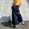 岡山セルビッジデニム ワイドイージーパンツ（白ステッチ）