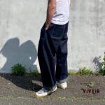 岡山セルビッジデニム ワイドイージーパンツ(白ステッチ)