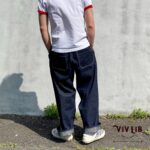 岡山セルビッジデニム ワイドイージーパンツ(白ステッチ)