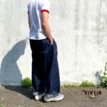 岡山セルビッジデニム ワイドイージーパンツ(白ステッチ)