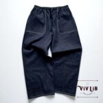 岡山セルビッジデニム ワイドイージーパンツ(白ステッチ)