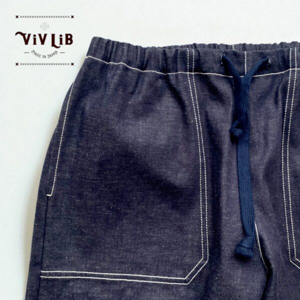 岡山セルビッジデニム ワイドイージーパンツ（白ステッチ）