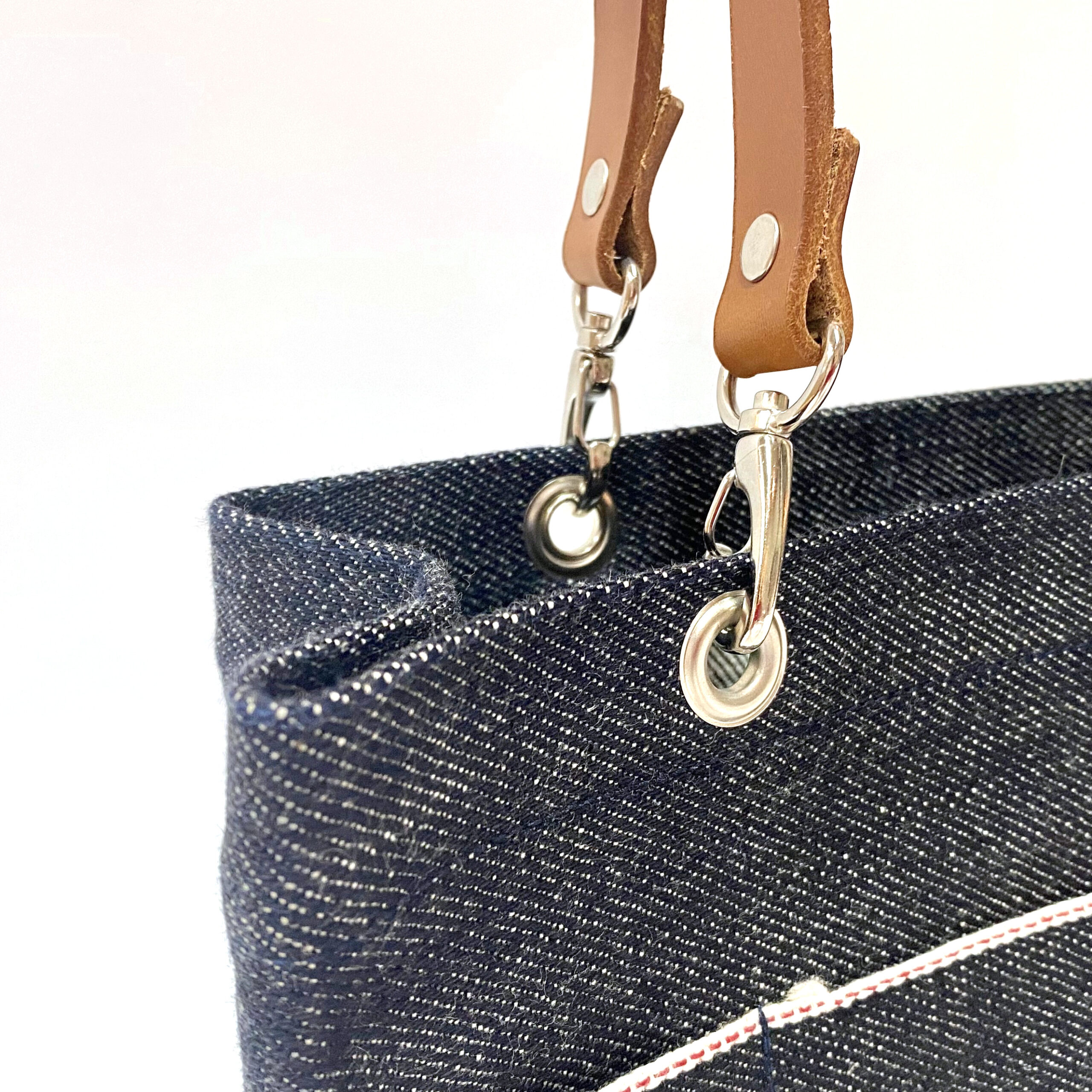 お散歩ミニトート・ヘビーオンスセルビッチ岡山デニム×イタリア本革