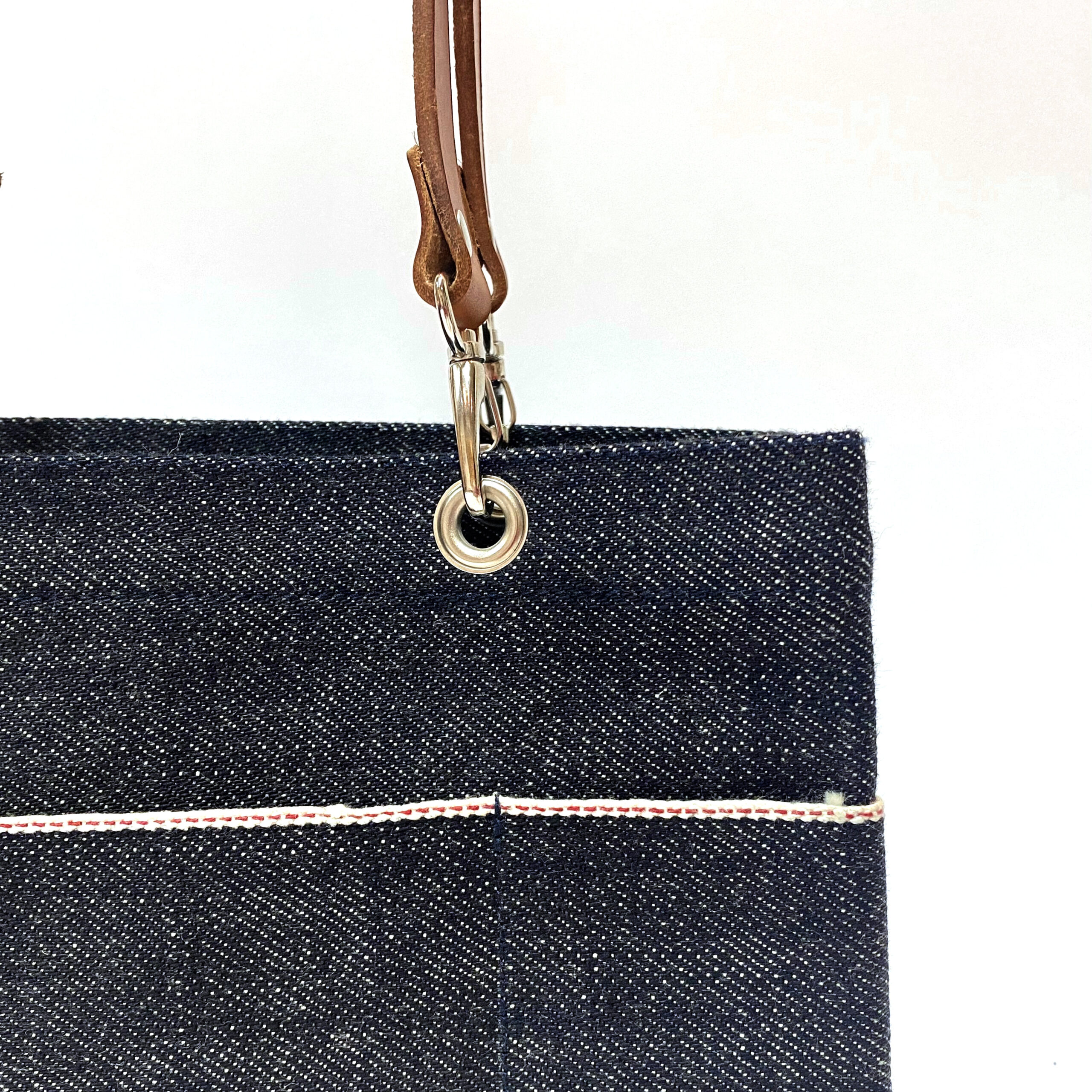 お散歩ミニトート・ヘビーオンスセルビッチ岡山デニム×イタリア本革