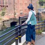 岡山デニムのリバーシブルチューリップハット/デニム×クレイジーパターン