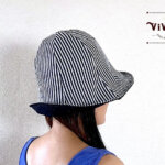 岡山デニムのリバーシブルチューリップハット/デニム×ヒッコリー