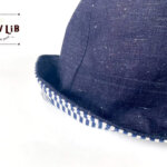 岡山デニムのリバーシブルチューリップハット/デニム×ヒッコリー