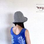 岡山デニムのリバーシブルチューリップハット/デニム×ヒッコリー