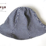 岡山デニムのリバーシブルチューリップハット/デニム×ヒッコリー