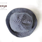 岡山デニムのリバーシブルチューリップハット/デニム×ヒッコリー