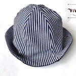 岡山デニムのリバーシブルチューリップハット/デニム×ヒッコリー