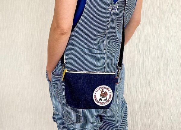 70’sVintageワッペン×岡山産13.5オンスデニムの2WAYスマホショルダー/lakehighlands