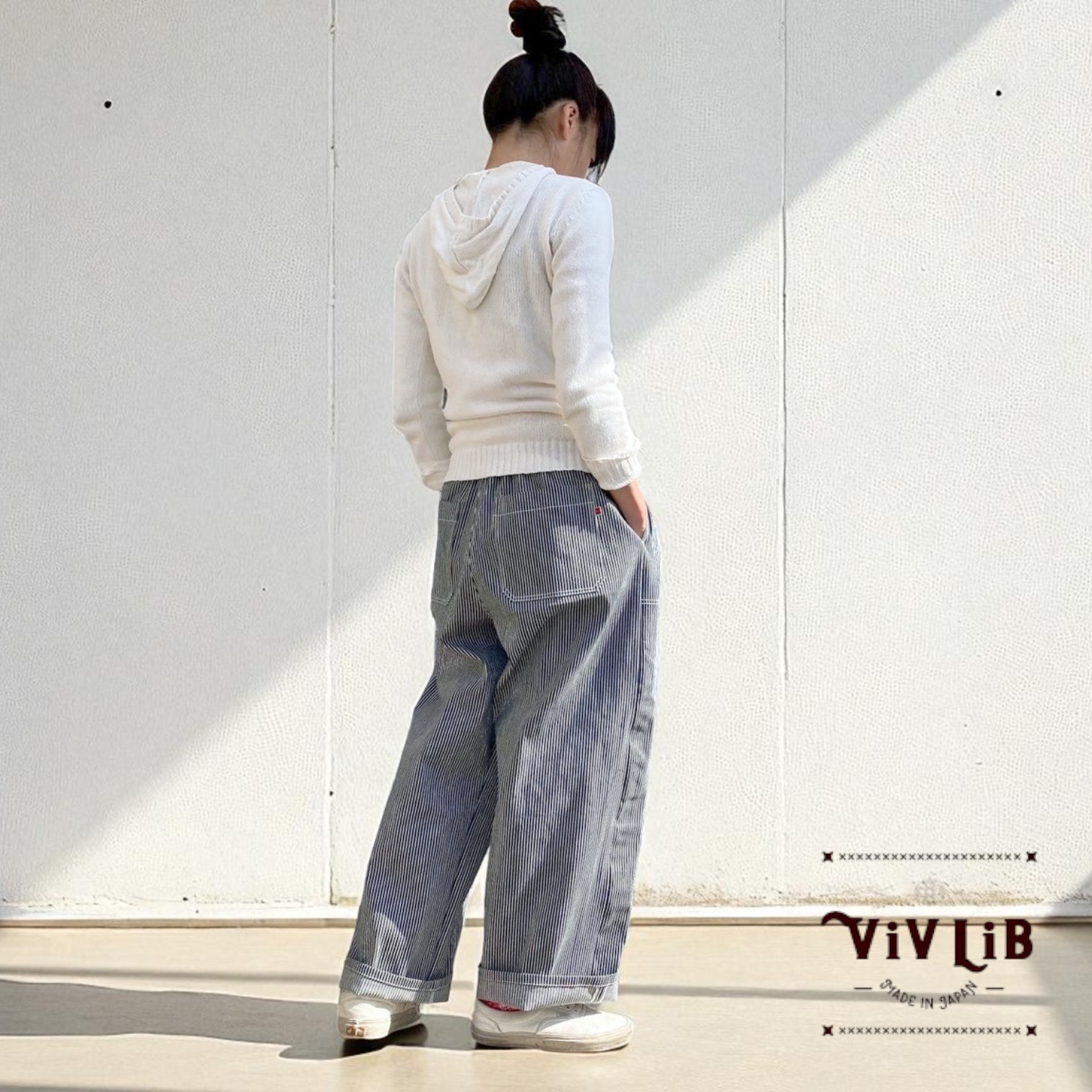 男女兼用 / 岡山セルビッジデニム ヒッコリーイージーパンツ