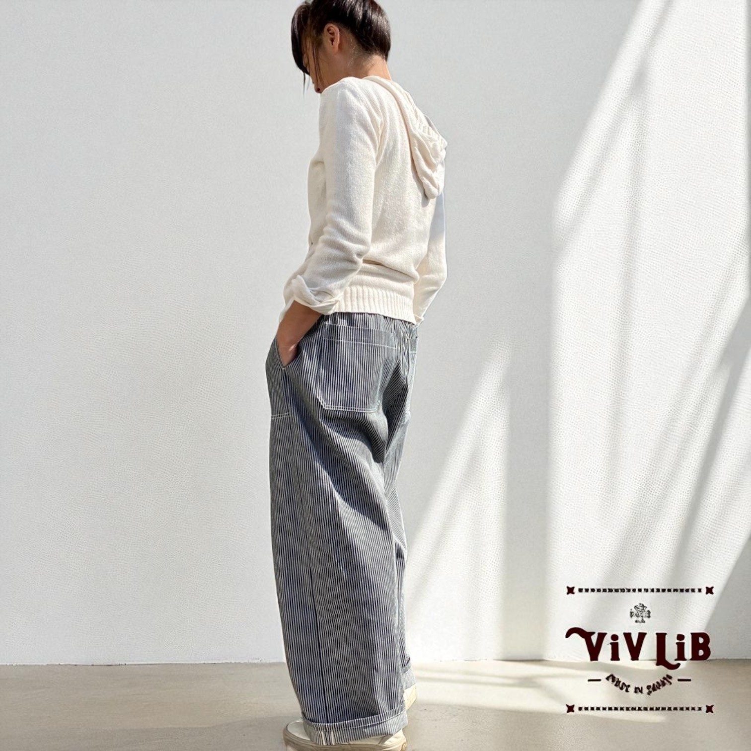 男女兼用 / 岡山セルビッジデニム ヒッコリーイージーパンツ