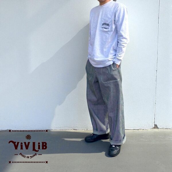男女兼用 / 岡山セルビッジデニム ヒッコリーイージーパンツ