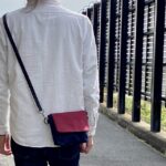 倉敷帆布と本藍岡山産デニムのバイカラーミニショルダーバッグ-ボルドー