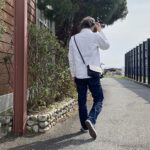 倉敷帆布と本藍岡山産デニムのバイカラーミニショルダーバッグ-生成り