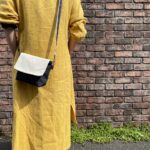 倉敷帆布と本藍岡山産デニムのバイカラーミニショルダーバッグ-生成り